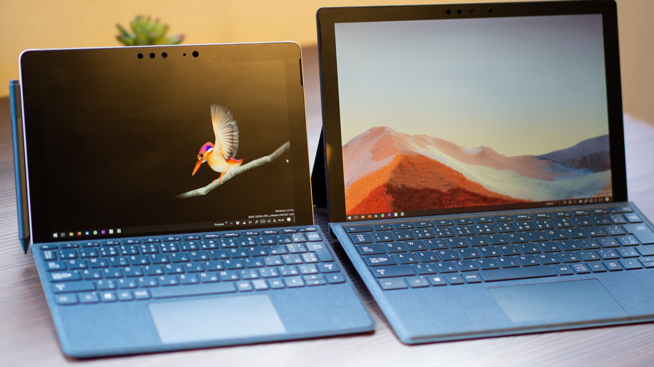 Surface Pro 7と並んだSurface Go